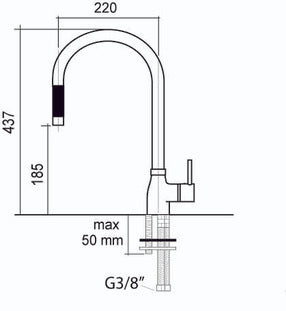 Miscelatore ACQUAMIX 90216 canna alta girevole e doccia estraibile 9102MISCCRM