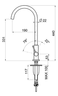 Miscelatore ACQUAMIX 9242 con canna girevole BLACK- GUN METAL 9242MISCINOX.L82