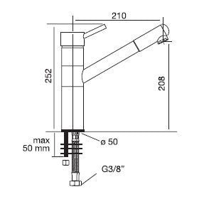 Miscelatore ACQUAMIX 9205 canna bassa girevole e doccia estraibile 9205MISCCRM