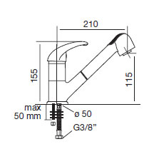 Miscelatore ACQUAMIX 9221 canna bassa girevole e doccia estraibile 9221MISCCRM
