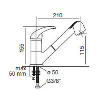 Miscelatore ACQUAMIX 9221 canna bassa girevole e doccia estraibile 9221MISCCRM