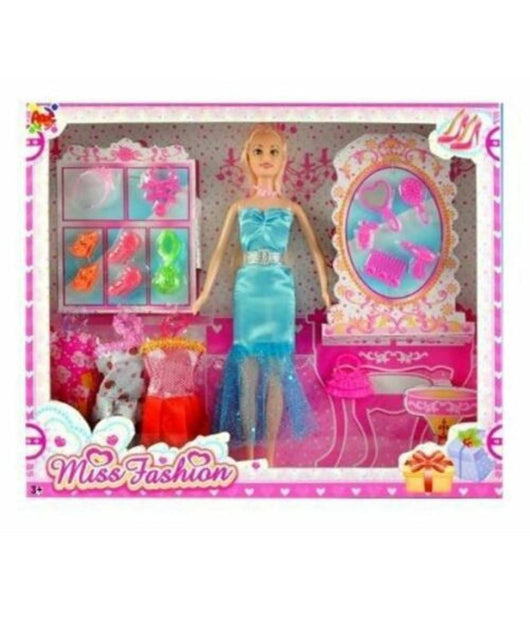 Miss Fashion Bambola Vestiti Scarpe Accessori Moda Giocattolo Gioco Bambina         