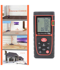 Misuratore Di Distanza Metro Puntatore Laser Ultrasuoni Display Lcd Misura 40 Mt         