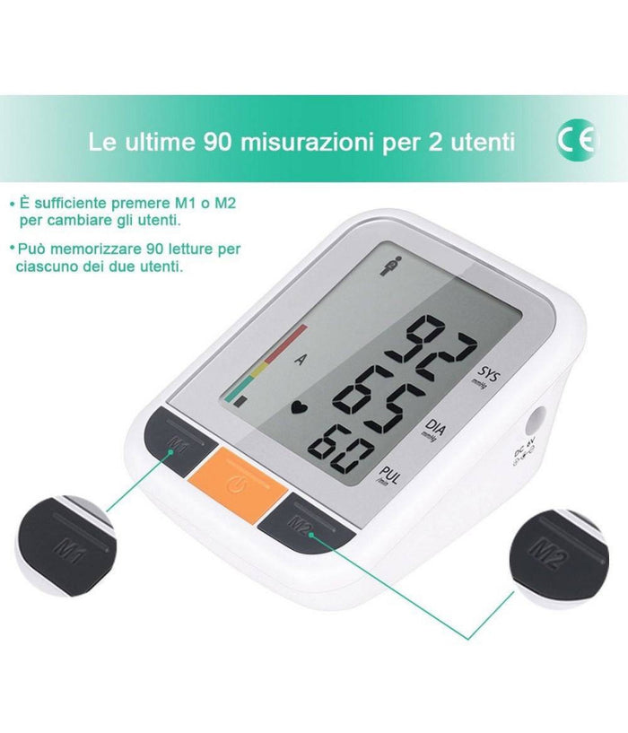Misuratore Pressione Sanguigna Sfigmomanometro Automatico Da Braccio Aritmia         