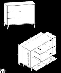 Madia Lavik 1 anta 3 cassetti Quercia, Bianca, Petrolio e Grigia, ZFRMADCB1