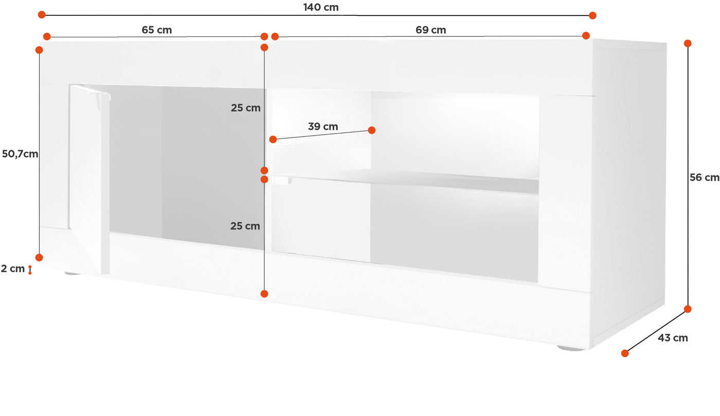 Mobile porta tv design moderno, porta tv Beta Nero e Pero  ZLCBSC-PTNP