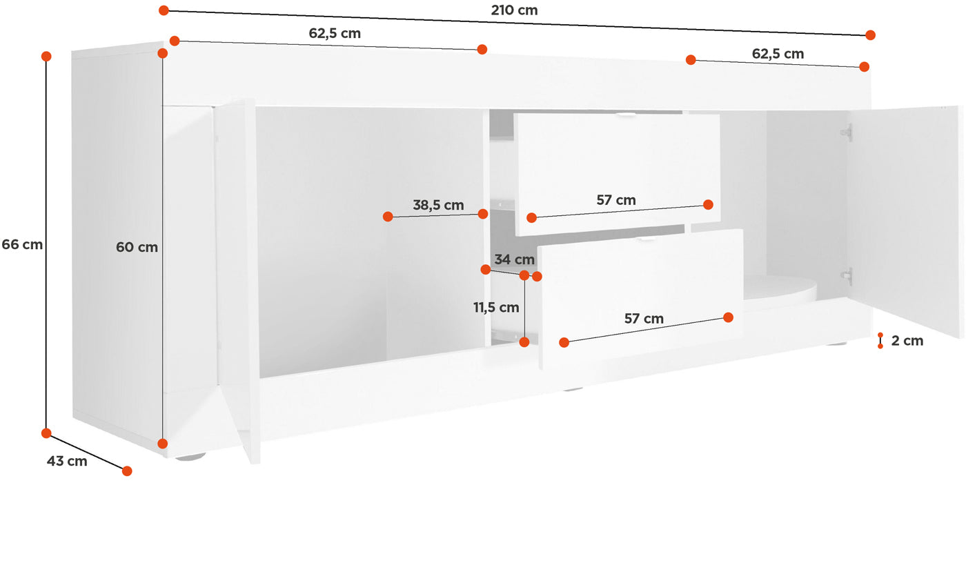 Mobile porta tv design moderno, 2 ante e 2 cassetti, Nero e Pero ZLCBSC-PTNP2GR