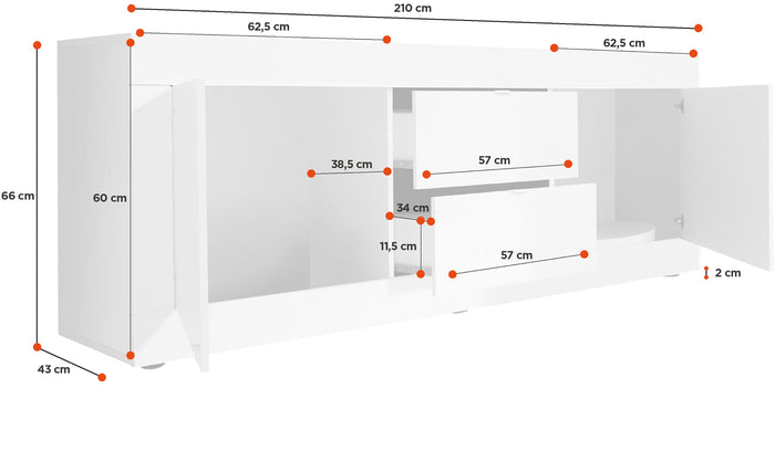 Mobile porta tv design moderno, 2 ante e 2 cassetti, Nero e Pero ZLCBSC-PTNP2GR