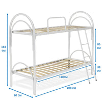 Struttura letto a castello nero per materassi singoli, telaio, sponda e scaletta in metallo - Comprarredo