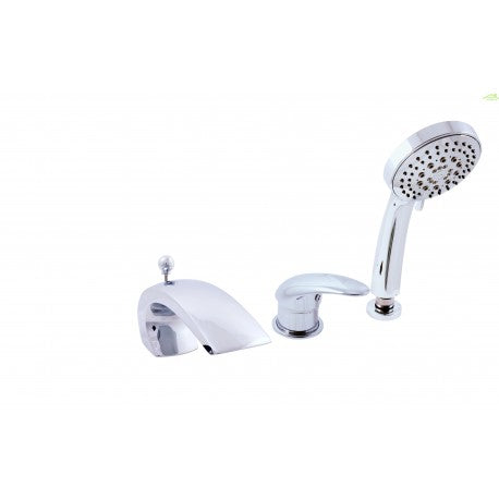 DUNAJ Miscelatore vasca a cascata a 3 fori con deviatore in ottone dorato