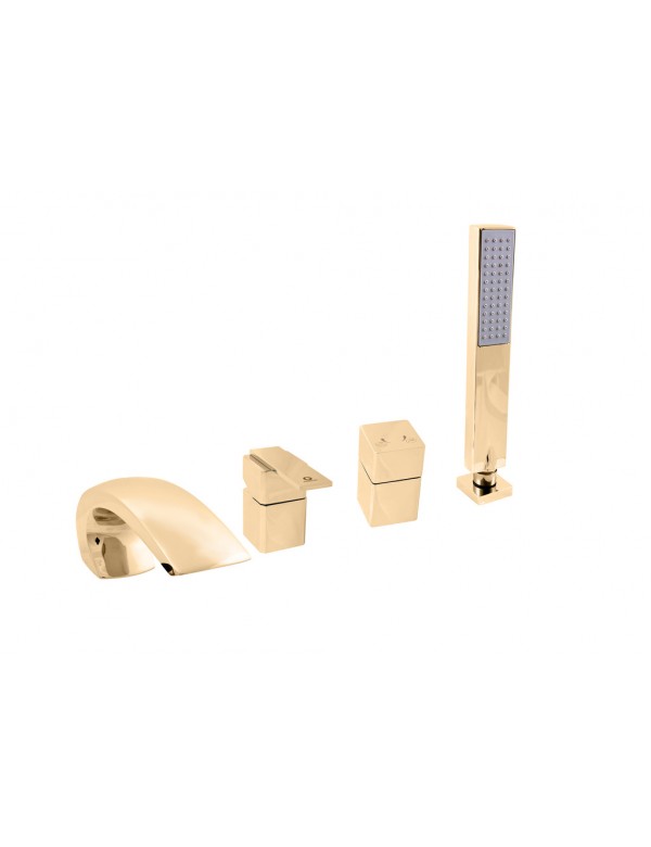 Miscelatore vasca a cascata a 4 fori LOIRA in ottone dorato