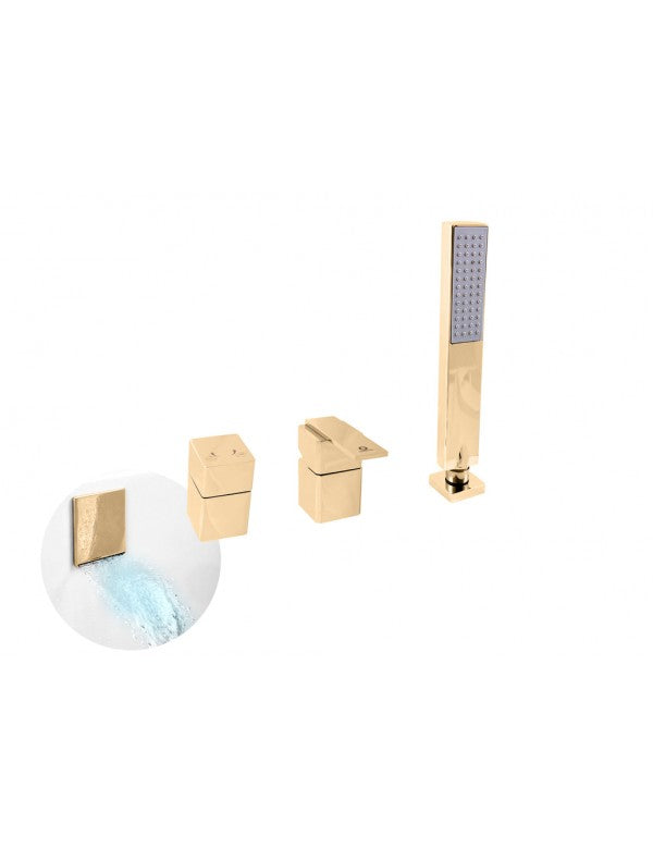Miscelatore vasca a cascata a 4 fori LOIRA in ottone dorato