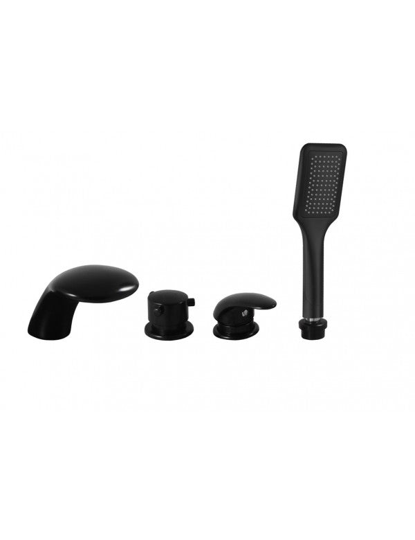 DANUBE miscelatore vasca cascata in ottone nero 4 fori