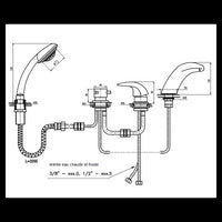 DANUBE miscelatore vasca cascata in ottone nero 4 fori