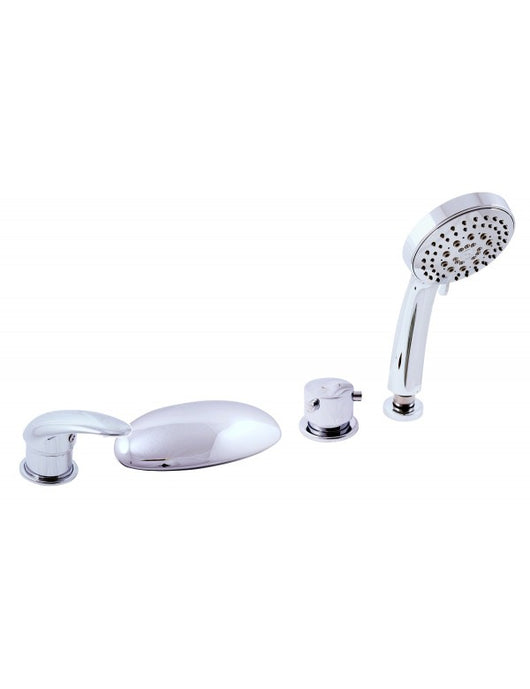 DANUBIO miscelatore vasca a cascata con deviatore a 4 fori in ottone cromato