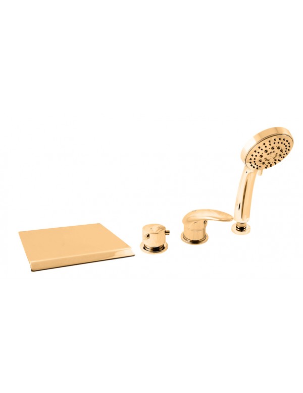DANUBO miscelatore vasca a cascata con 4 fori in ottone placcato oro