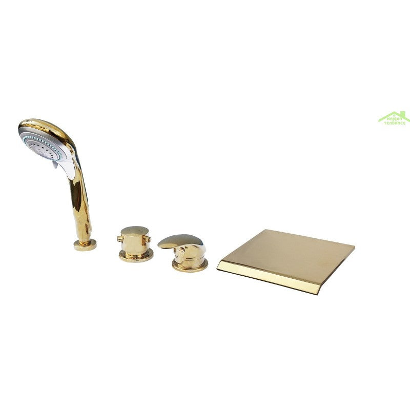 DANUBO miscelatore vasca a cascata con 4 fori in ottone placcato oro
