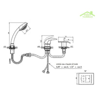 Miscelatore vasca a cascata DONAU 3 fori ottone placcato oro