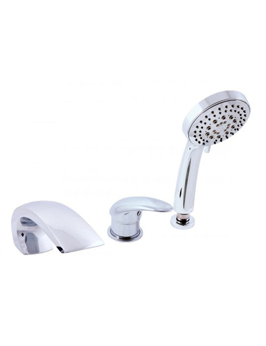 DUNAJ Miscelatore vasca a cascata 3 fori in ottone cromato