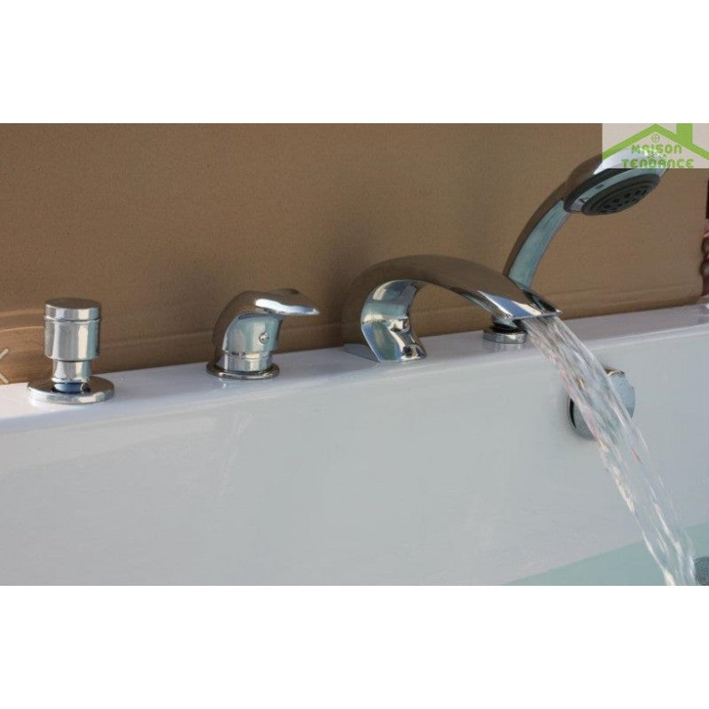 DUNAJ Miscelatore vasca a cascata 4 fori con deviatore in ottone cromato