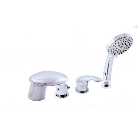 DANUBE miscelatore vasca a cascata in ottone cromato con 4 fori