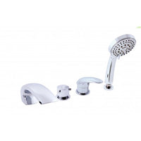 DUNAJ Miscelatore vasca a cascata 4 fori con deviatore in ottone cromato