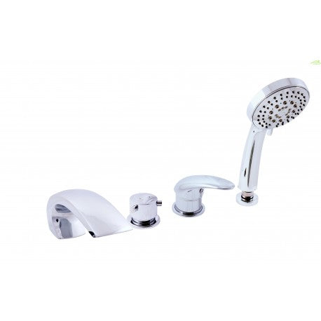 DUNAJ Miscelatore vasca a cascata a 4 fori con deviatore in ottone dorato