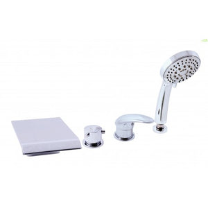 Miscelatore vasca a cascata a 4 fori DONAU con deviatore in ottone cromato