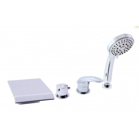 Miscelatore vasca a cascata a 4 fori DONAU con deviatore in ottone cromato