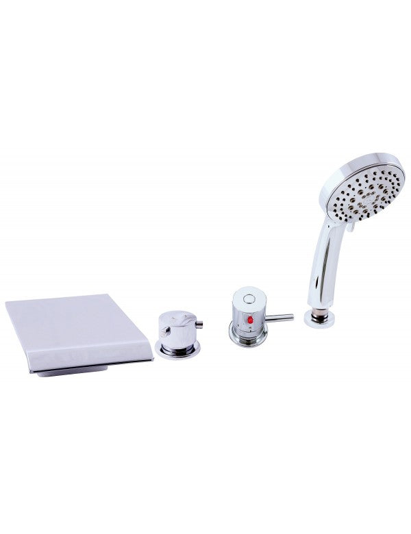 Miscelatore vasca con cascata termostatica 4 fori in ottone cromato