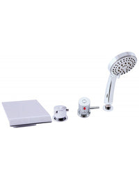 Miscelatore vasca con cascata termostatica 4 fori in ottone cromato