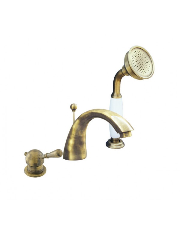 Miscelatore vasca con deviatore a 3 fori in ottone spazzolato