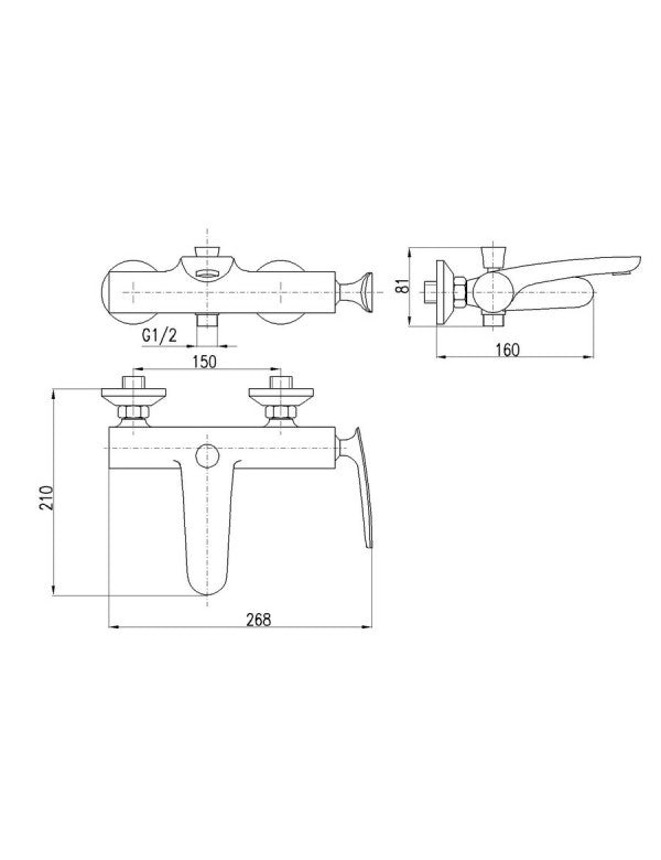Miscelatore vasca con deviatore senza doccetta TIGRIS ottone cromato