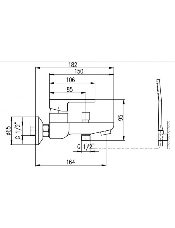 Miscelatore economico per vasca con doccetta VLTAVA in ottone cromato