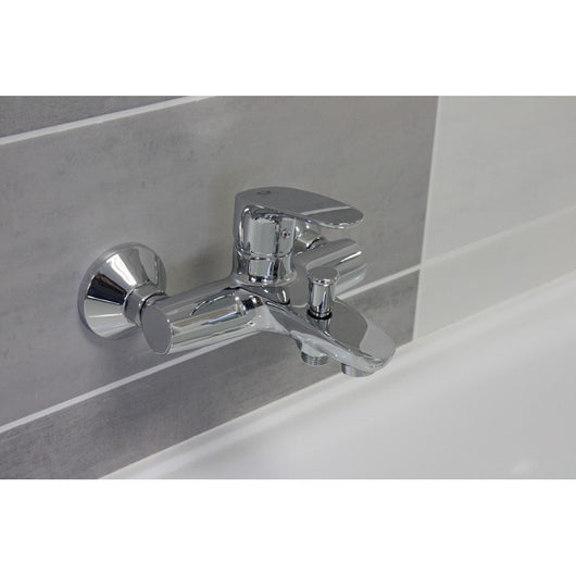 Miscelatore vasca a parete con deviatore con doccetta AMUR in ottone cromato