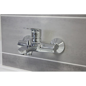 Miscelatore vasca a parete con deviatore e doccetta AMUR in ottone cromato