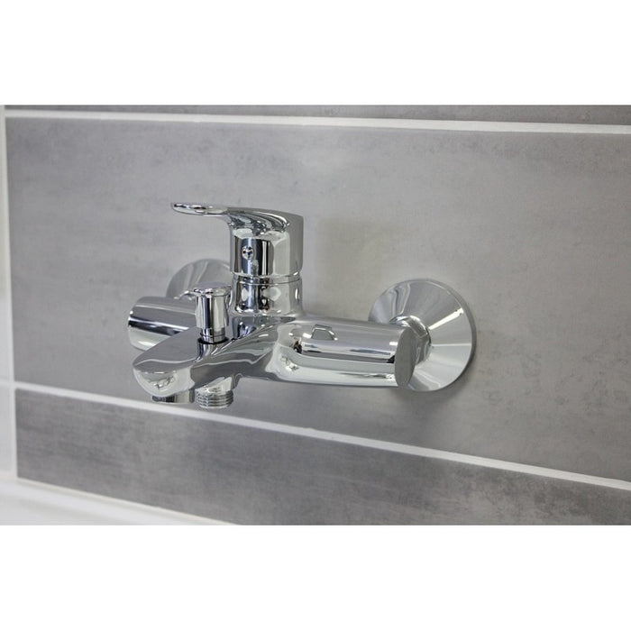 Miscelatore vasca a parete con deviatore e doccetta AMUR in ottone cromato