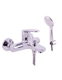 Miscelatore vasca a parete con deviatore con doccetta AMUR in ottone cromato