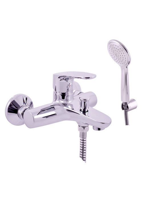 Miscelatore vasca a parete con deviatore con doccetta AMUR in ottone cromato