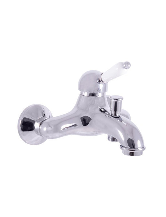 LABE miscelatore vasca a parete in ottone cromato con maniglia in ceramica