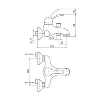LABE miscelatore vasca a parete in ottone cromato bianco