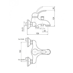 LABE miscelatore vasca a parete in ottone cromato bianco