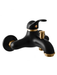 LABE miscelatore vasca a parete con spruzzatore in ottone nero oro opaco