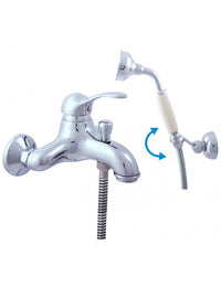 LABE miscelatore vasca a parete con doccetta in ottone cromato