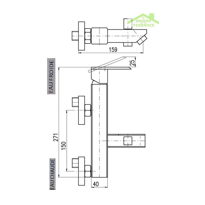 Miscelatore vasca a parete LOIRA in cromo