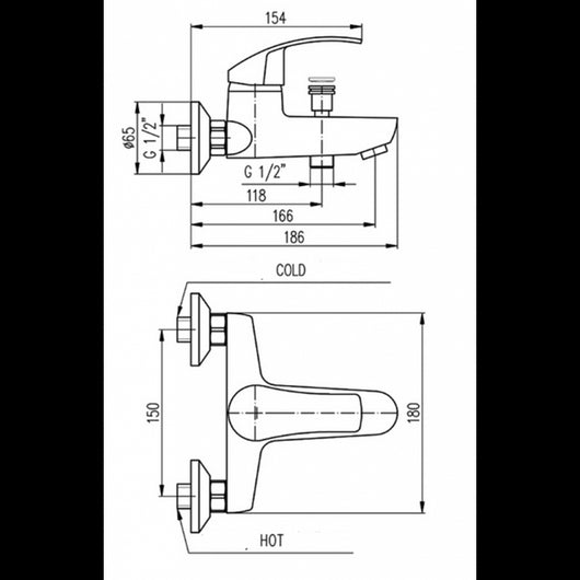 MISSISSIPI miscelatore vasca a parete in ottone cromato