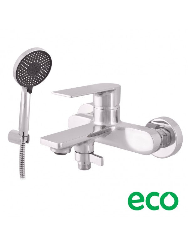 Miscelatore vasca a parete NIL in ottone cromato con doccetta