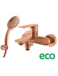 Miscelatore vasca a parete NIL in ottone oro rosa spazzolato con doccetta