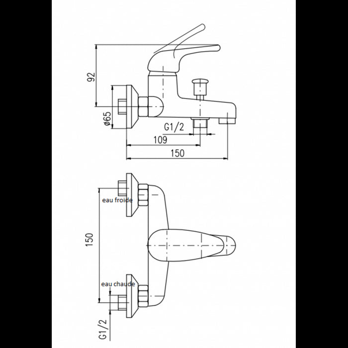 SAZAVA miscelatore vasca a parete in ottone cromato