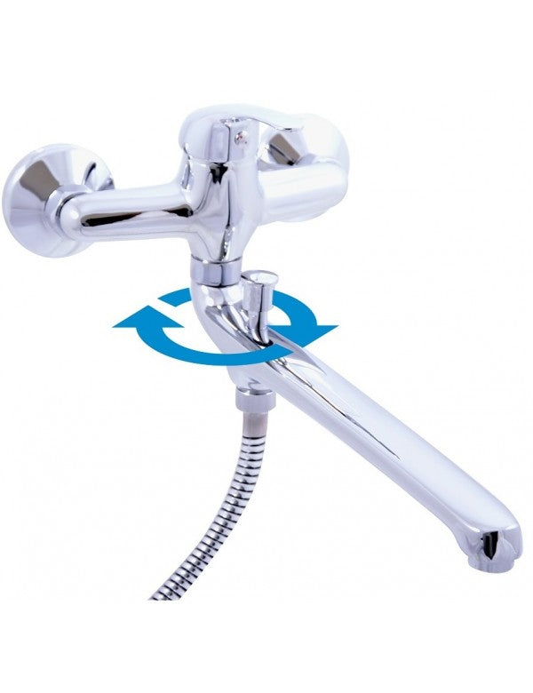 SAZAVA miscelatore vasca a parete in ottone cromato con bocca lunga